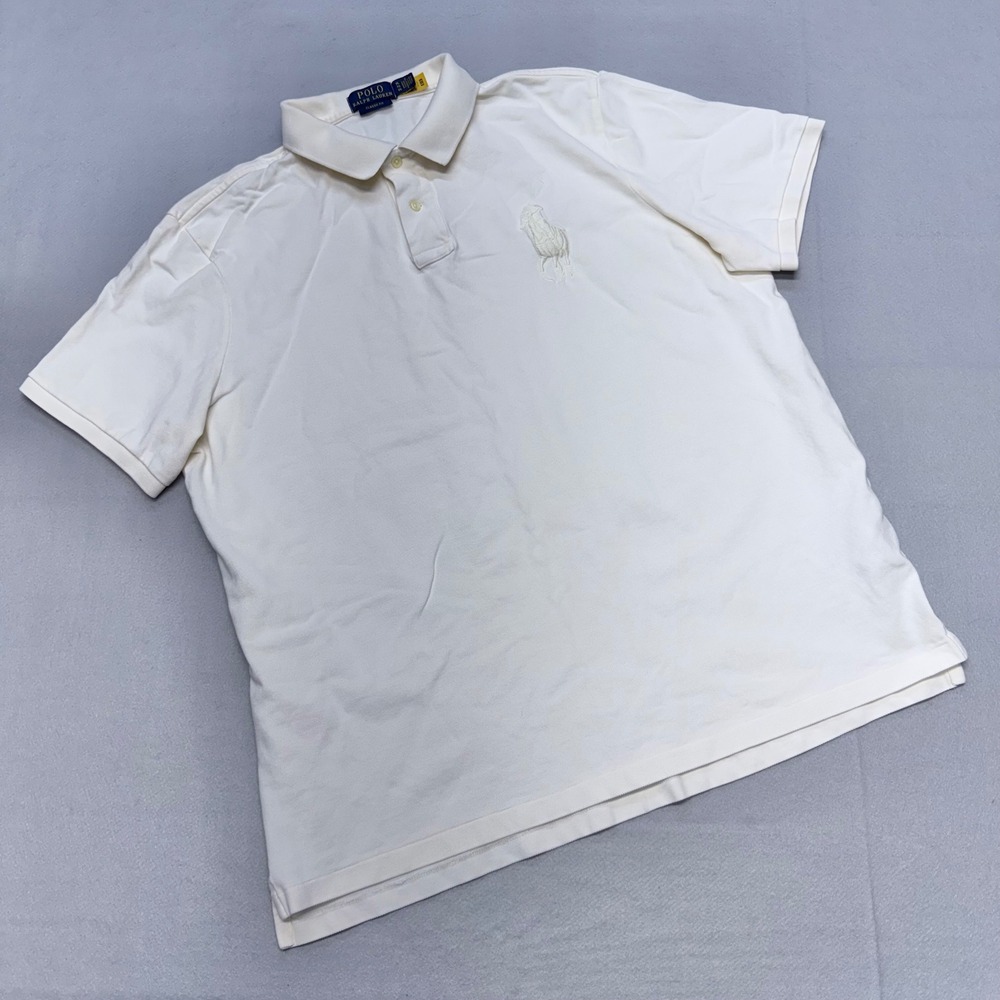 Polo Ralph Lauren Mens XL Cream Big Pony Classic Fit Short Sleeve Polo Shirt
